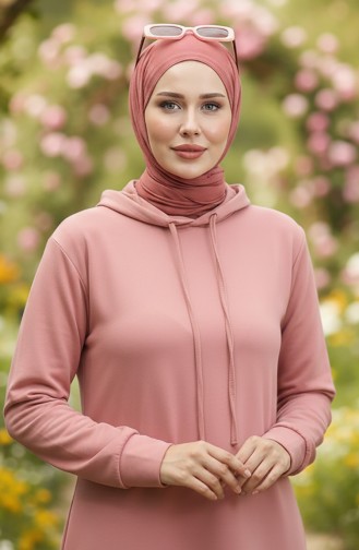 Two Thread Hooded Sports Dress 0190-16 Dusty Rose 0190-16