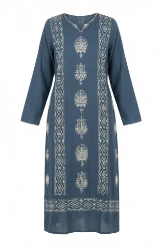 Tunique Longue Tissu Şile 0062-08 Pétrole 0062-08