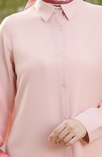 Düğmeli Viskon Tunik 6116-01 Pudra