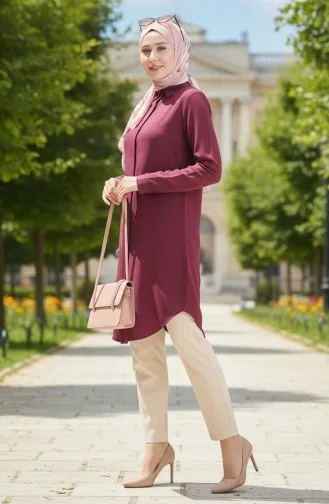 Viscose Tuniek Met Knoopjes 6116-02 Pruim 6116-02