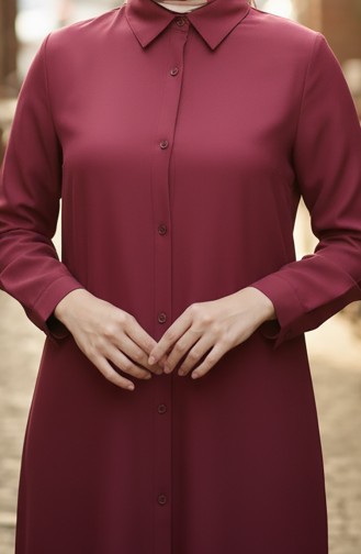 Buttoned Viscose Tunic 6116-03 Claret Red 6116-03