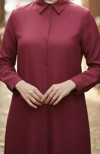 Tunique Boutonnée En Viscose 6116-03 Rouge Bordeaux 6116-03