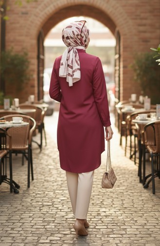 Buttoned Viscose Tunic 6116-03 Claret Red 6116-03