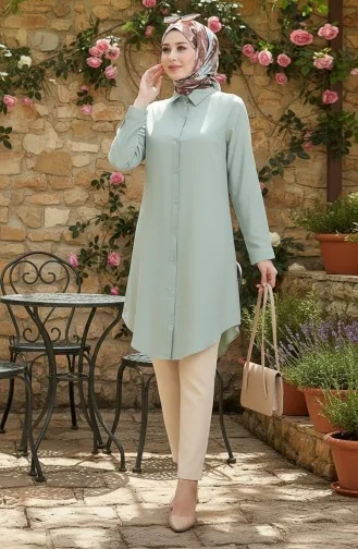 Tunique Boutonnée En Viscose 6116-09 Vert Amande 6116-09