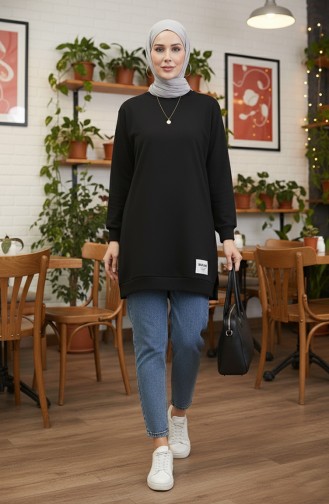 Geschlitzte Sporttunika 0529-01 Schwarz 0529-01