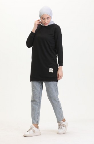 Geschlitzte Sporttunika 0529-01 Schwarz 0529-01