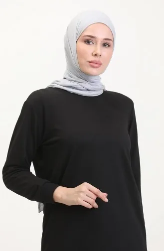 تونيك رياضي بتفاصيل شق 0529-01 لون أسود 0529-01