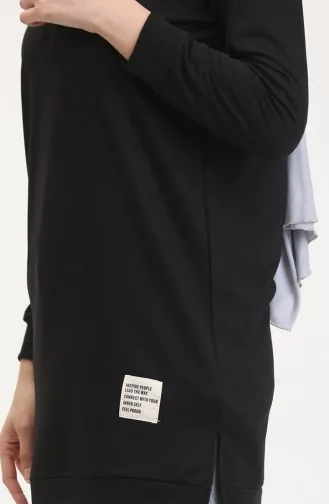 تونيك رياضي بتفاصيل شق 0529-01 لون أسود 0529-01