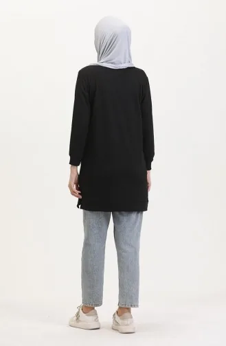 تونيك رياضي بتفاصيل شق 0529-01 لون أسود 0529-01