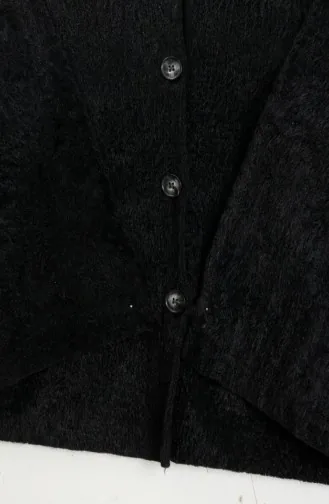 Bontjas Met Knoopsluiting En Sjaalmotief 6341-01 Zwart 6341-01