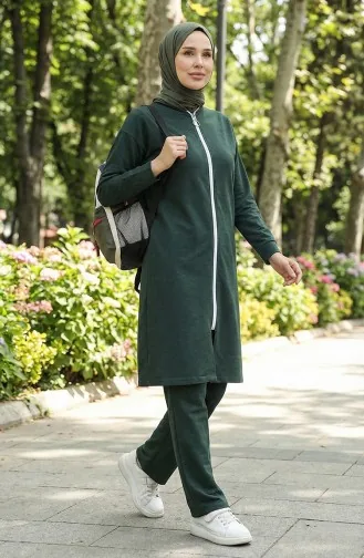 Fermuarlı Eşofman Takım 3044-04 Nefti Yeşil