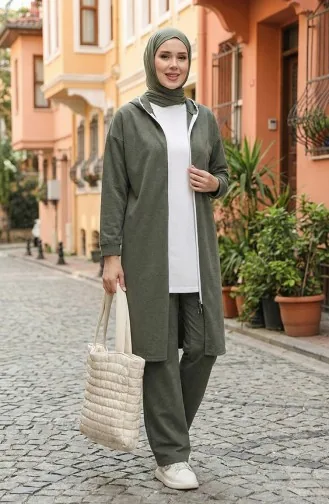 Zippered Tracksuit Set 3044-09 Khaki 3044-09