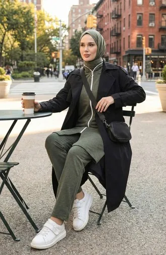 Zippered Tracksuit Set 3044-09 Khaki 3044-09