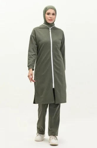 Zippered Tracksuit Set 3044-09 Khaki 3044-09