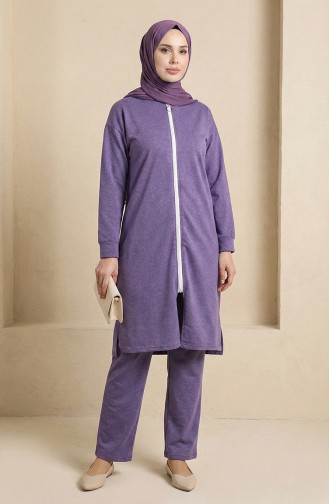 Fermuarlı Eşofman Takım 3044-10 Koyu Lila