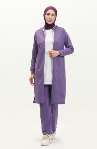 Fermuarlı Eşofman Takım 3044-10 Koyu Lila