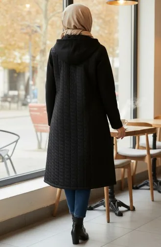 Manteau En Cachemire Doublé De Fourrure Grande Taille 6247-01 Noir 6247-01