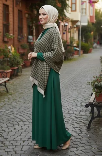 Schoudersjaal 1063-01 Khaki Geel 1063-01