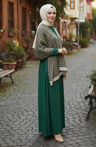 Schoudersjaal 1063-01 Khaki Geel 1063-01