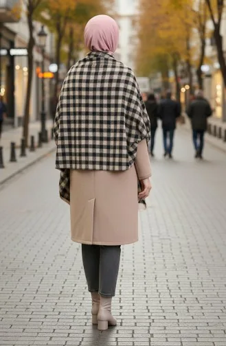 Schoudersjaal 1072-01 Zwart Khaki 1072-01