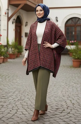 Omuz Şal 1081-01 Siyah Kırmızı
