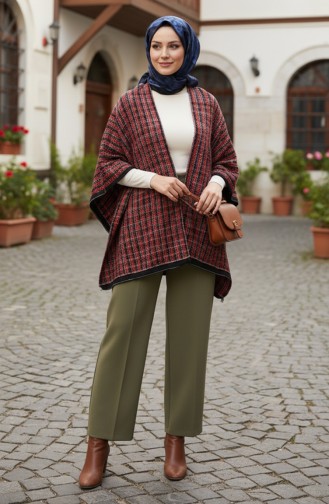 Shoulder Shawl 1081-01 Black Red 1081-01