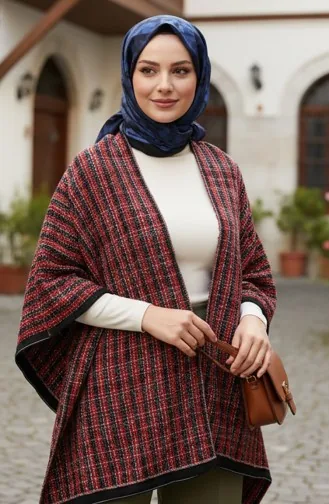 Omuz Şal 1081-01 Siyah Kırmızı