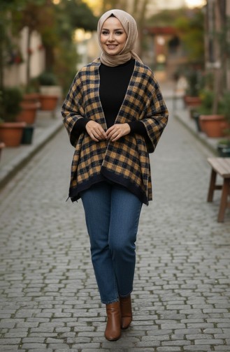 شال كتف 1093-01 خردل أزرق داكن 1093-01