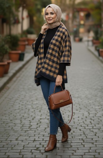 شال كتف 1093-01 خردل أزرق داكن 1093-01