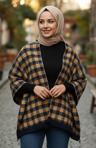 شال كتف 1093-01 خردل أزرق داكن 1093-01