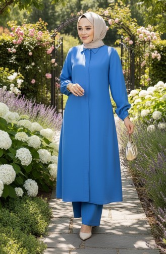 Langer Tunika Modal Anzug 0330-05 Indigo 0330-05