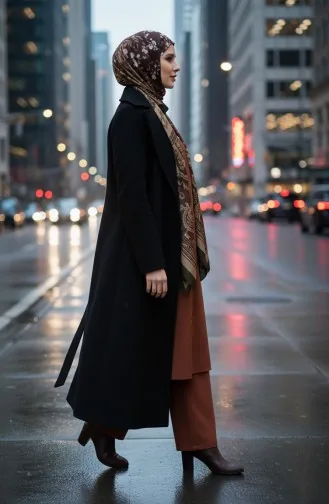 Shirt Collar Tunic Trousers Two Piece Suit 0123-01 Brown 0123-01