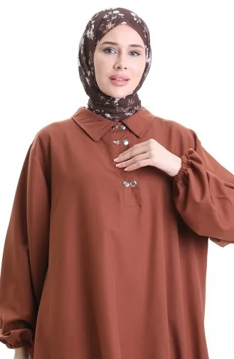 Shirt Collar Tunic Trousers Two Piece Suit 0123-01 Brown 0123-01