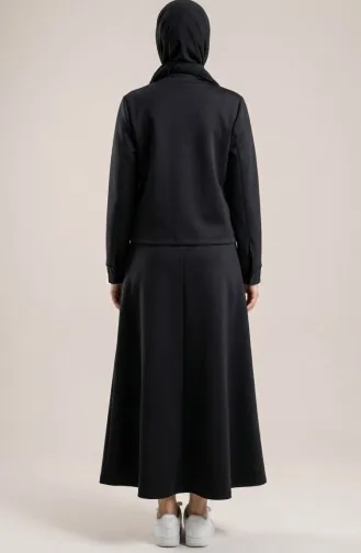 Tweedelig Setje Van Jasje En Jurk Van Scuba-stof 0233-03 Zwart 0233-03