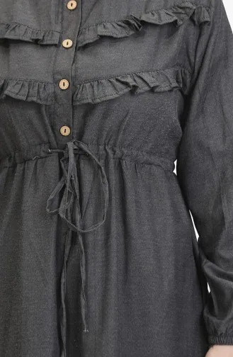 Front Ruffle Denim Dress 0486-01 Smoke 0486-01
