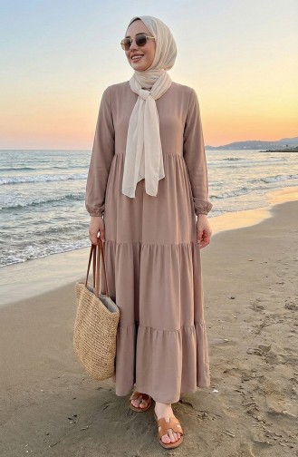 فستان متعدد الطبقات بياقة متدرجة 4107-17 من المنك 4107-17