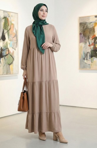 فستان متعدد الطبقات بياقة متدرجة 4107-17 من المنك 4107-17