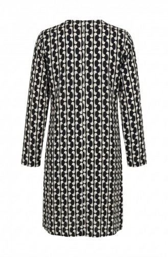 Digitally Printed Slit Detailed Tunic 1005A-01 Black And White 1005A-01