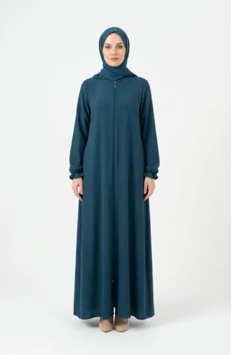 Aerobin Fabric Mevlana Ferace Mit Elastischen Ärmeln Und Reißverschluss 4140-05 Petrol 4140-05