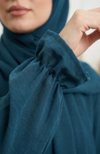 Aerobin Fabric Mevlana Ferace Mit Elastischen Ärmeln Und Reißverschluss 4140-05 Petrol 4140-05