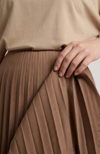 Elastic Waist Pleated Skirt 0213-07 Caramel 0213-07