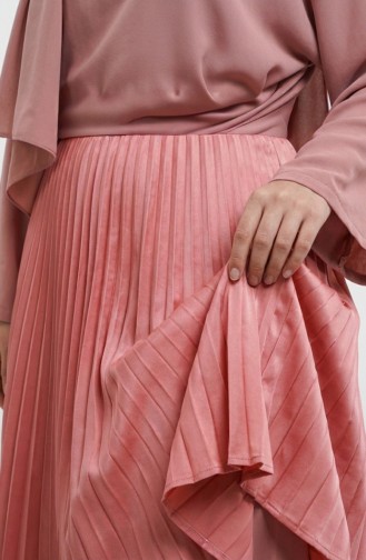 Geplooide Rok Met Elastische Tailleband 0213-08 Roze 0213-08