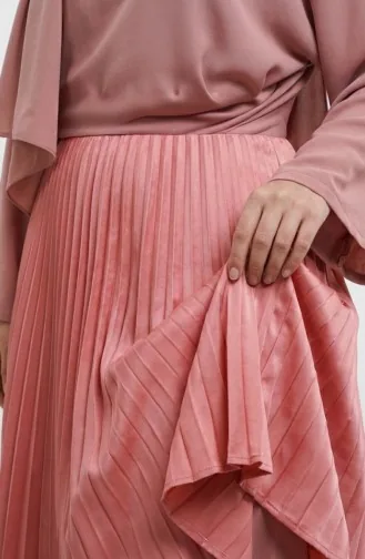 Beli Lastikli Piliseli Etek 0213-08 Gül Kurusu