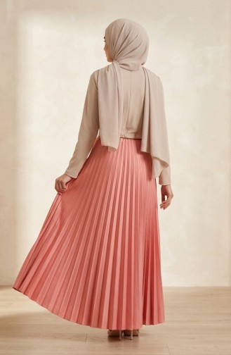 Geplooide Rok Met Elastische Tailleband 0213-08 Roze 0213-08