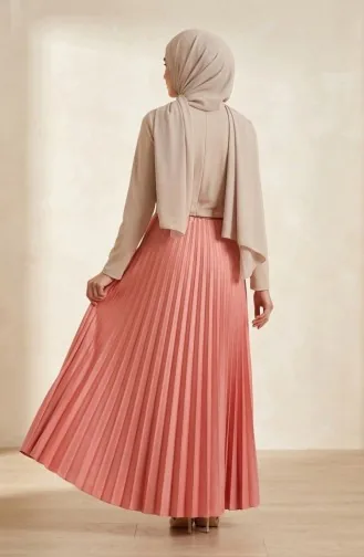 Beli Lastikli Piliseli Etek 0213-08 Gül Kurusu