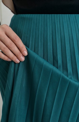Jupe Plissée à Taille élastique 0213-09 Pétrole 0213-09