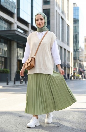 Faltenrock Mit Elastischem Bund 0213-10 Pistaziengrün 0213-10