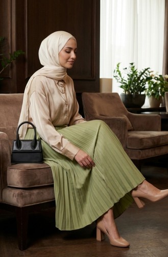 Faltenrock Mit Elastischem Bund 0213-10 Pistaziengrün 0213-10