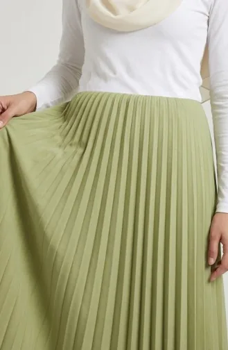 Beli Lastikli Piliseli Etek 0213-10 Fıstık Yeşili