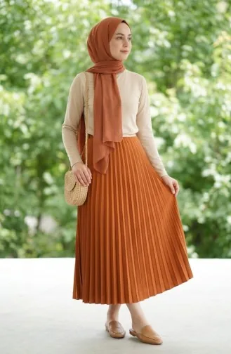 Geplooide Rok Met Elastische Tailleband 0213-11 Mosterdkleur 0213-11